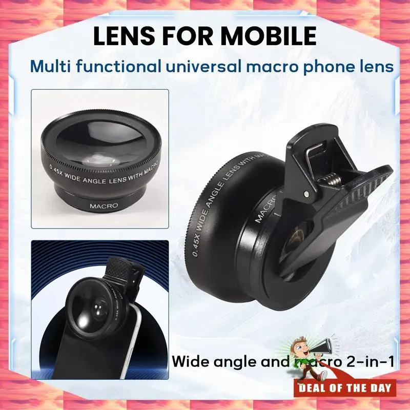 24-Hour Delivery 2 In 1 HD Phone Lens 0.45X Super Wide Angle &12.5X Macro Mobile Lens For Iphone 11 For Xiaomi For  For H