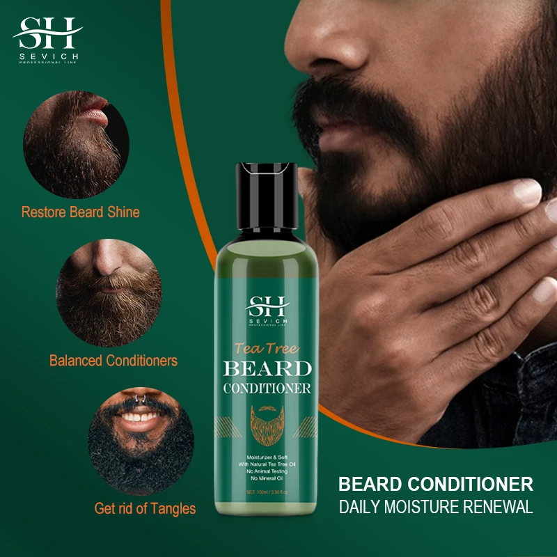 Sevich Beard Tea Tree Shampoo Gentle Clean Smooth Soothing Promote Beard Growth Damaged Dry Curled Curled Beard Cleaning Agent