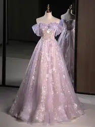 NA327 Customized Real Picture Lilac Prom Dresses Off Shoulder Sequin A Line Sweet 16 Birthday Party Gown Vestido 15 Quinceanera