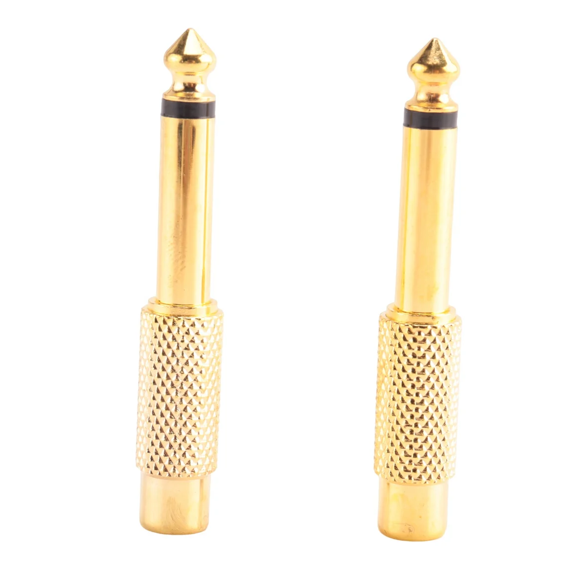 5x vergoldeter 6,35mm 1/4 Zoll männlicher Mono-Stecker auf Cinch-Buchse 6,5 mm Klinke Audio-Stereo-Adapter-Anschlussstecker TS-Konverter Sound Mi