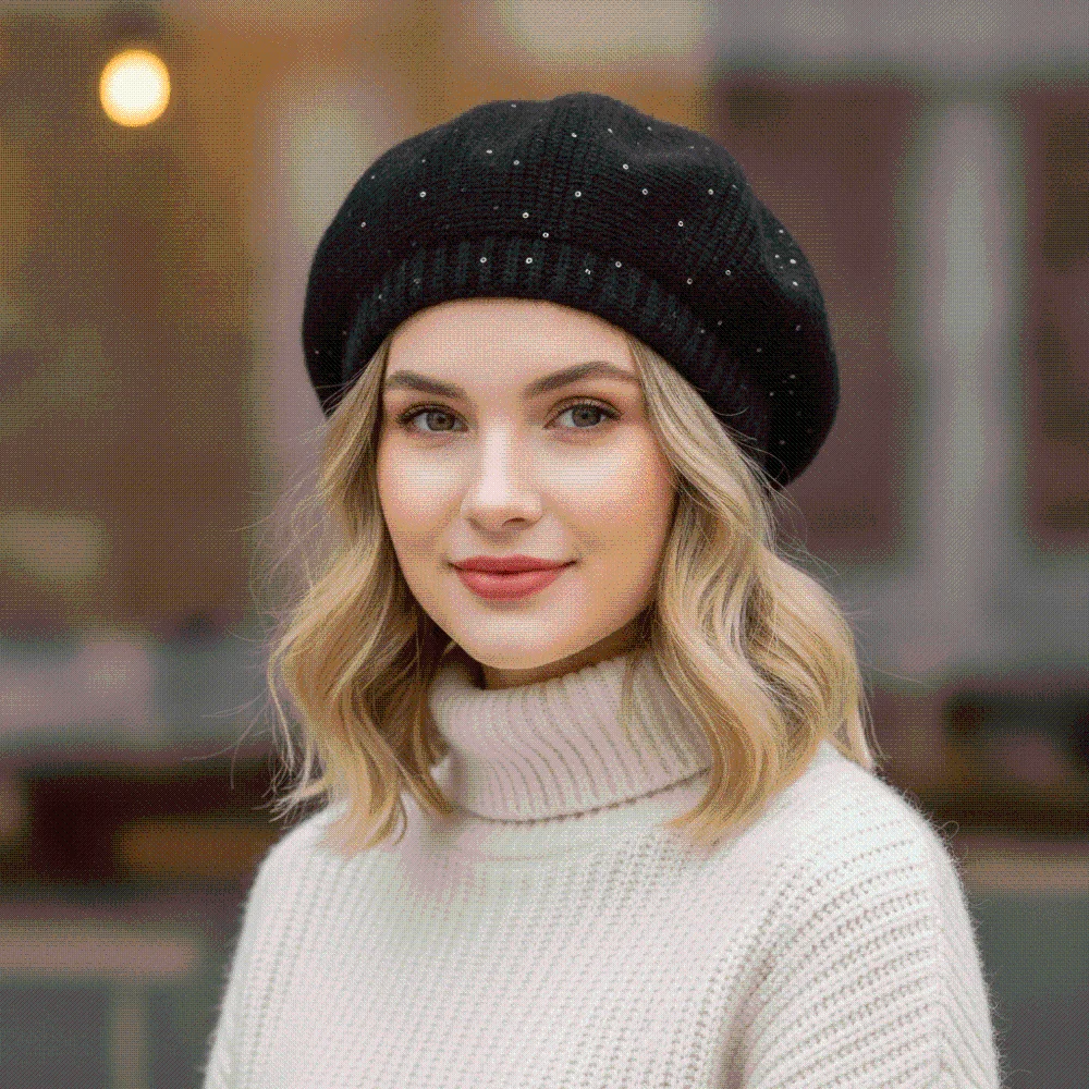 Thermal Headwear Fleece Lined Knit Beret Hat Elastic Thickened French Style Cap Breathable Windproof Thick Warm Bonnet Ladies