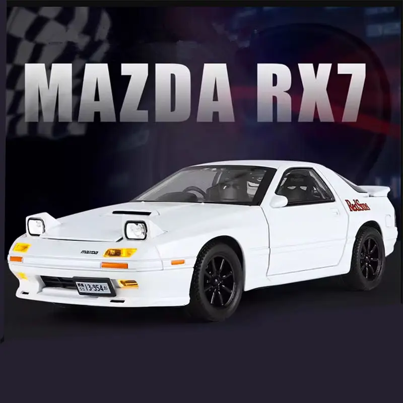 1:24 Mazda RX7 lega modello di auto sportiva diecast giocattolo in metallo veicoli da corsa modello di auto simulazione suono e luce giocattolo per