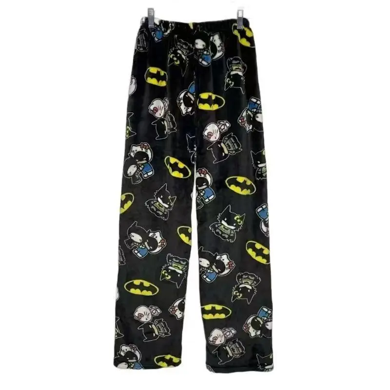 Pyjama en flanelle Hello Kitty, vêtements de détente thermiques noirs, pantalon de marche décontracté pour couples, parfait pour les tenues de fête !