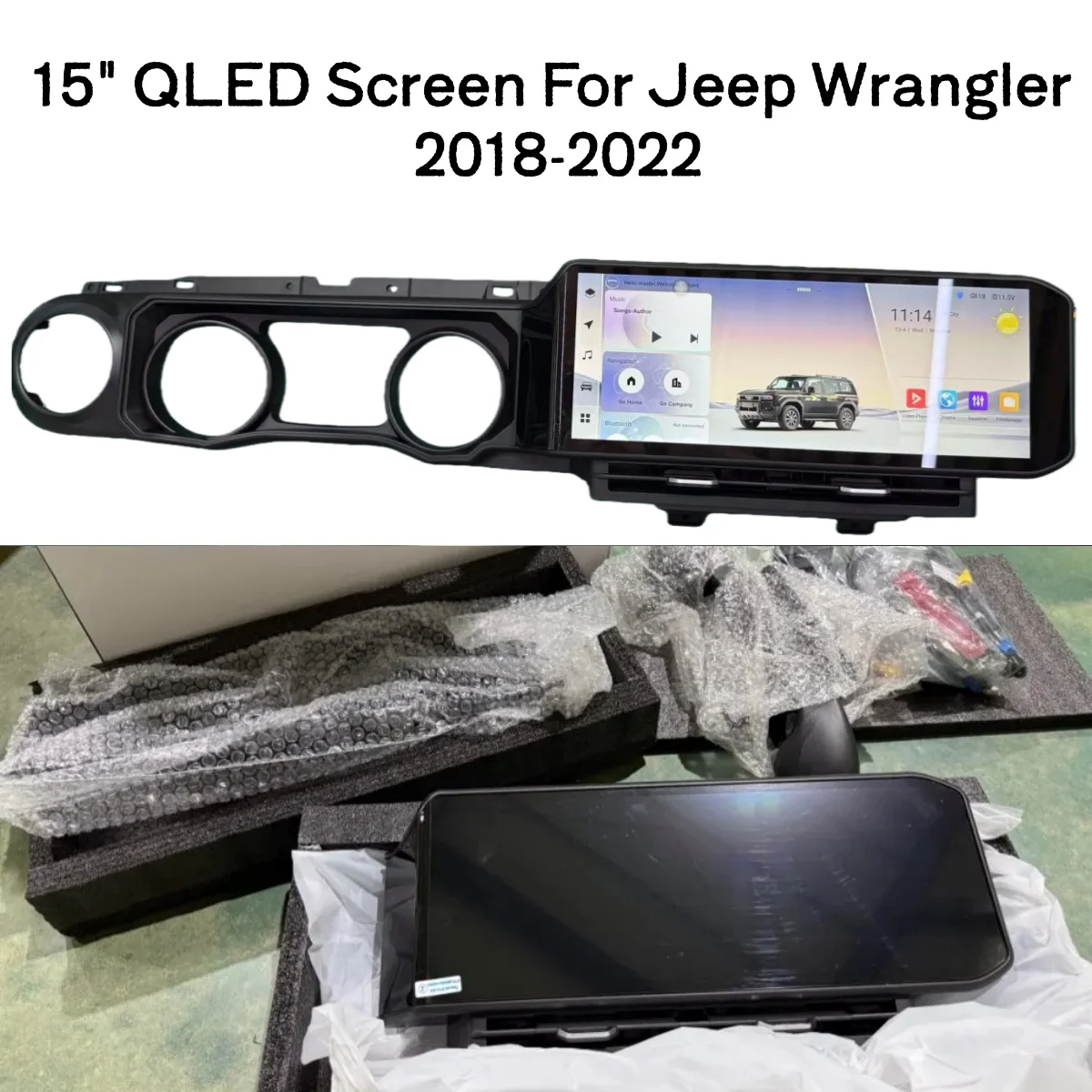

15" QLED Screen For Jeep Wrangler 2018-2022 Android Wireless CarPlay Stereo GPS Navigation Car Radio Multimedia Player Head Unit