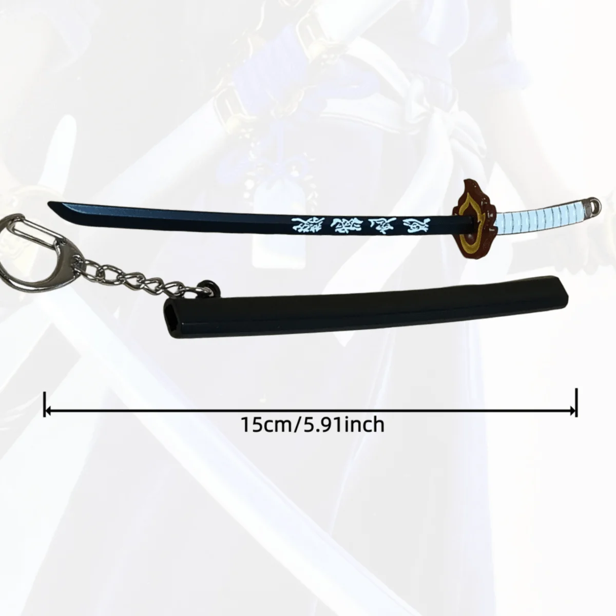Épée Katana en métal Demon Slayer Rengoku Kyoujurou, Sabre de samouraï Original, couteau Ninja, accessoires de Cosplay, jouet accessoire, 5.9 pouces