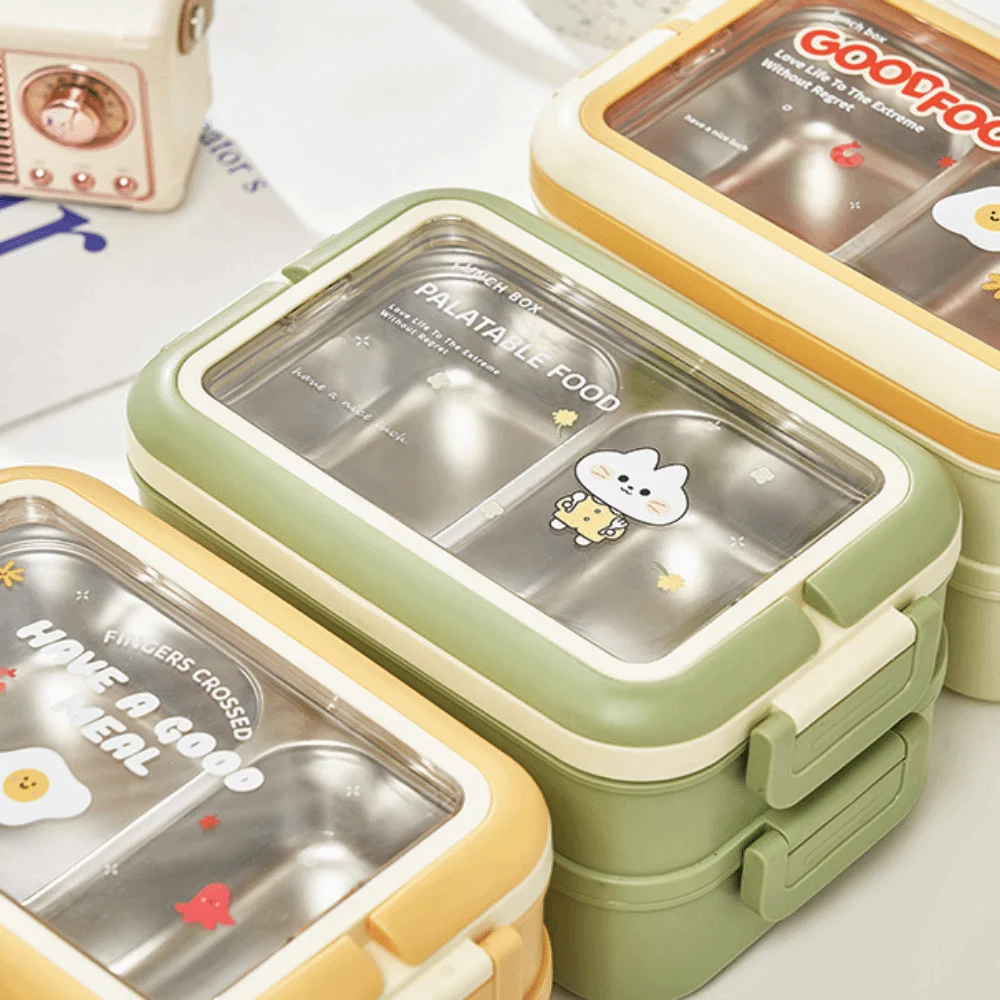 Portable Stainless Steel Lunch Storage Container 2 Layer 1200ml Thermal Lunch Box Food Container For Office