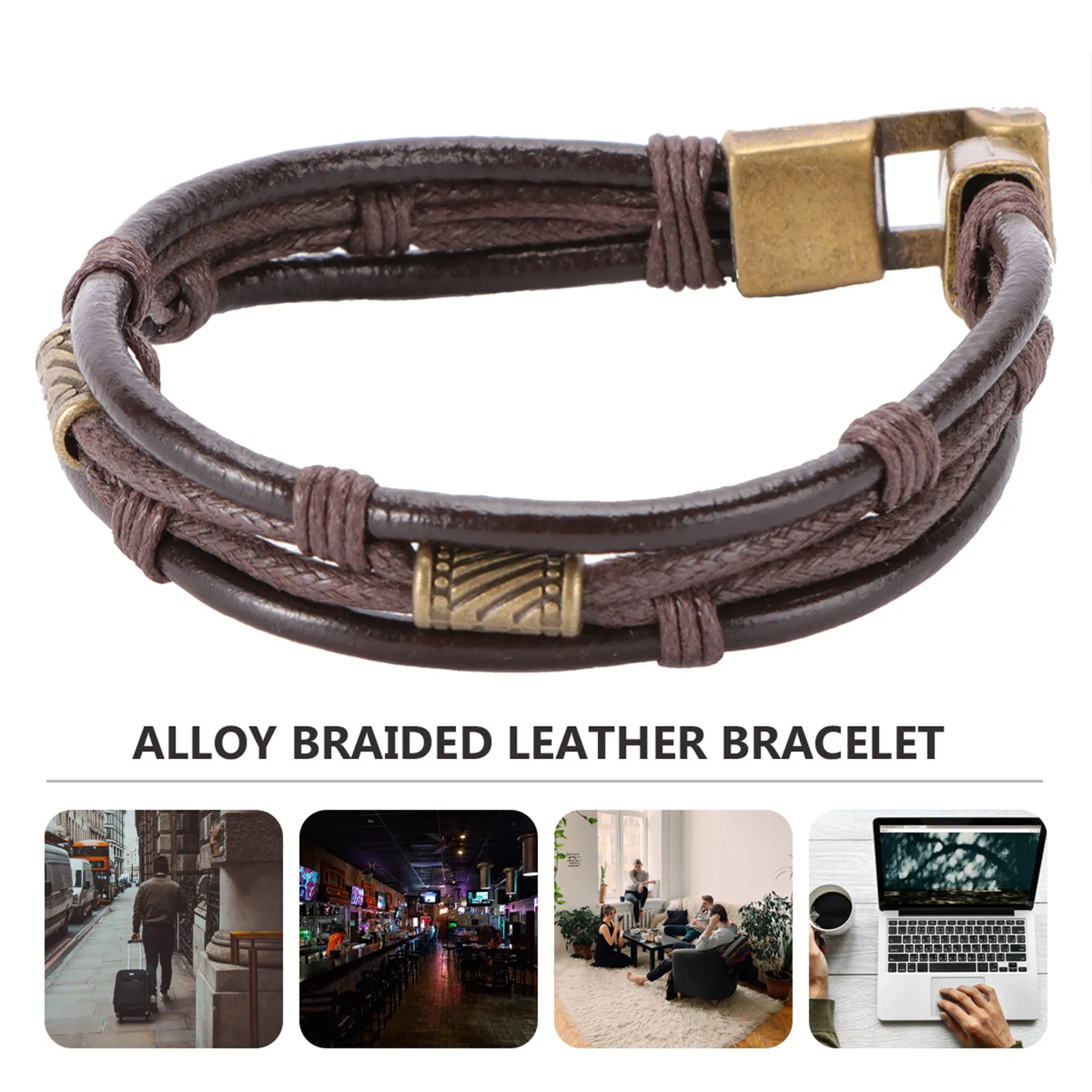 Mens Punk Alloy Chain Bracelet Vintage Breathable Skin Friendly Wrist Jewelry 1 Piece