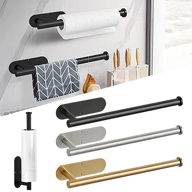 

1-2 PCS Adhesive Toilet Roll Paper Holder Wall Mount Storage Stand Punch-Free Stainless Steel Storage Accessories Kitchen Hook