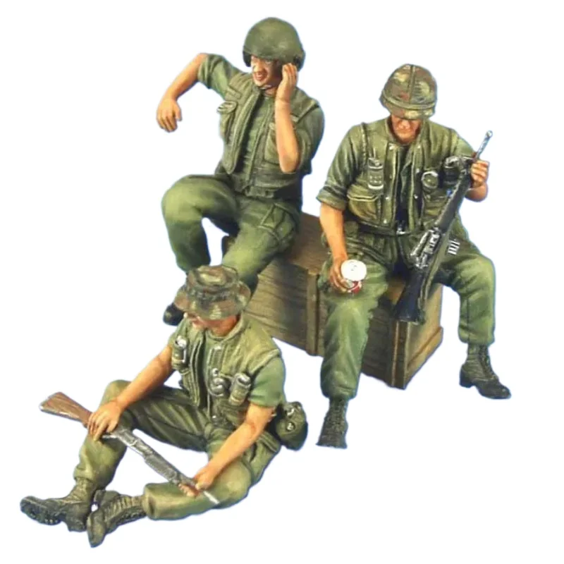1/35 Scale Die Casting Resin Body Assembling Model Kit US AFV Crew Unassembled and Unpainted Military Figure Set view 2