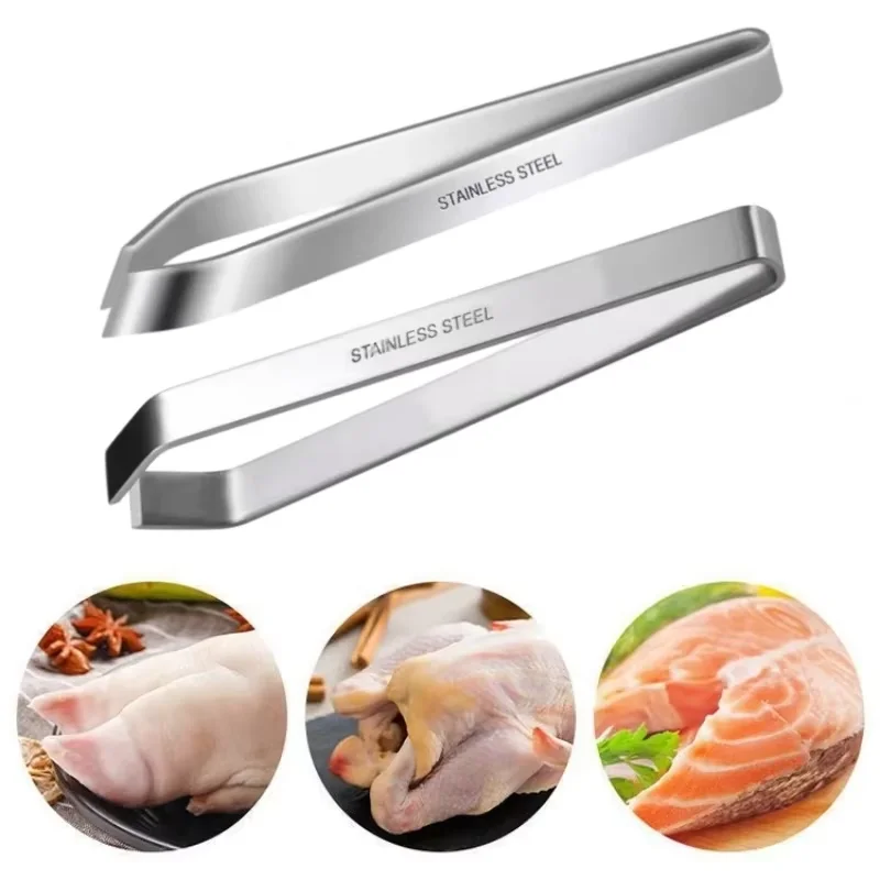 Fish Bone Tweezers Pincer Clip Puller Hair Remover Tongs Plucking Chicken Feathers Plucking Clamp Kitchen Tool Stainless Steel