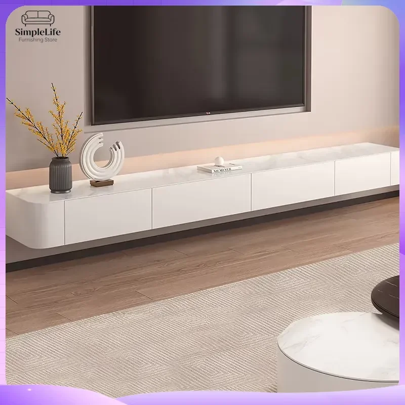 Modern Wall Mounted TV Cabinet Small Living Room Storage Unit Solid Wood Hanging TV Stand Minimalist Design Home Furniture
