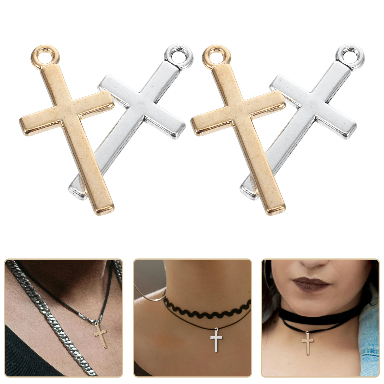 

20pcs Cross Charms Pendants Minimalist Vintage Metal Jewelry Making Diy Keychain Bracelet Bulk Small Charm Beads Alloy Crucifix