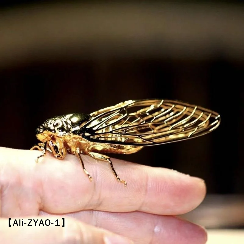【O】Creative Exquisite Cicada Figurine Mini Retro Alloy, Anti-Rust Durable Vintage Insect Sculpture Home Office Decor