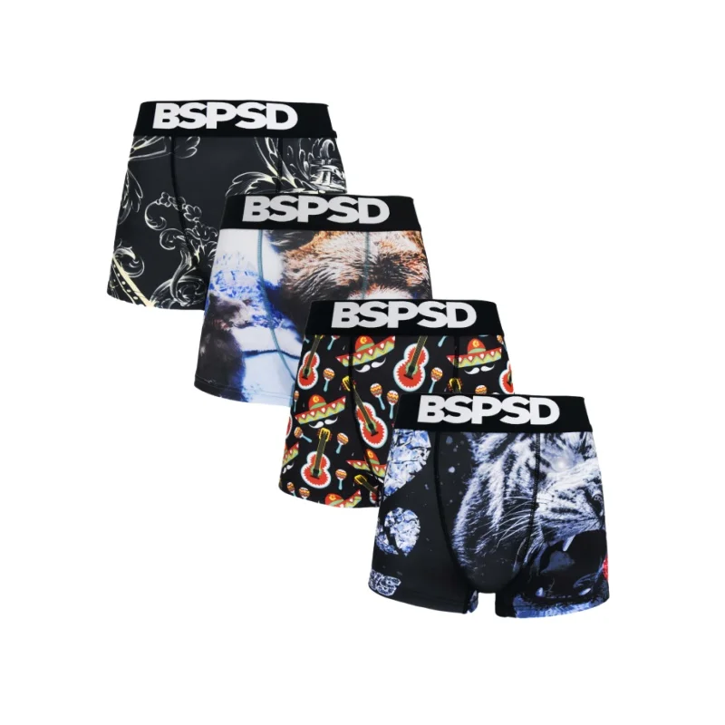 

4Pcs Sexy Men Underwear Boxers Breathable Mens Boxershorts Men's Panties Underpants Fashion Print Man Boxers Briefs Trunks
