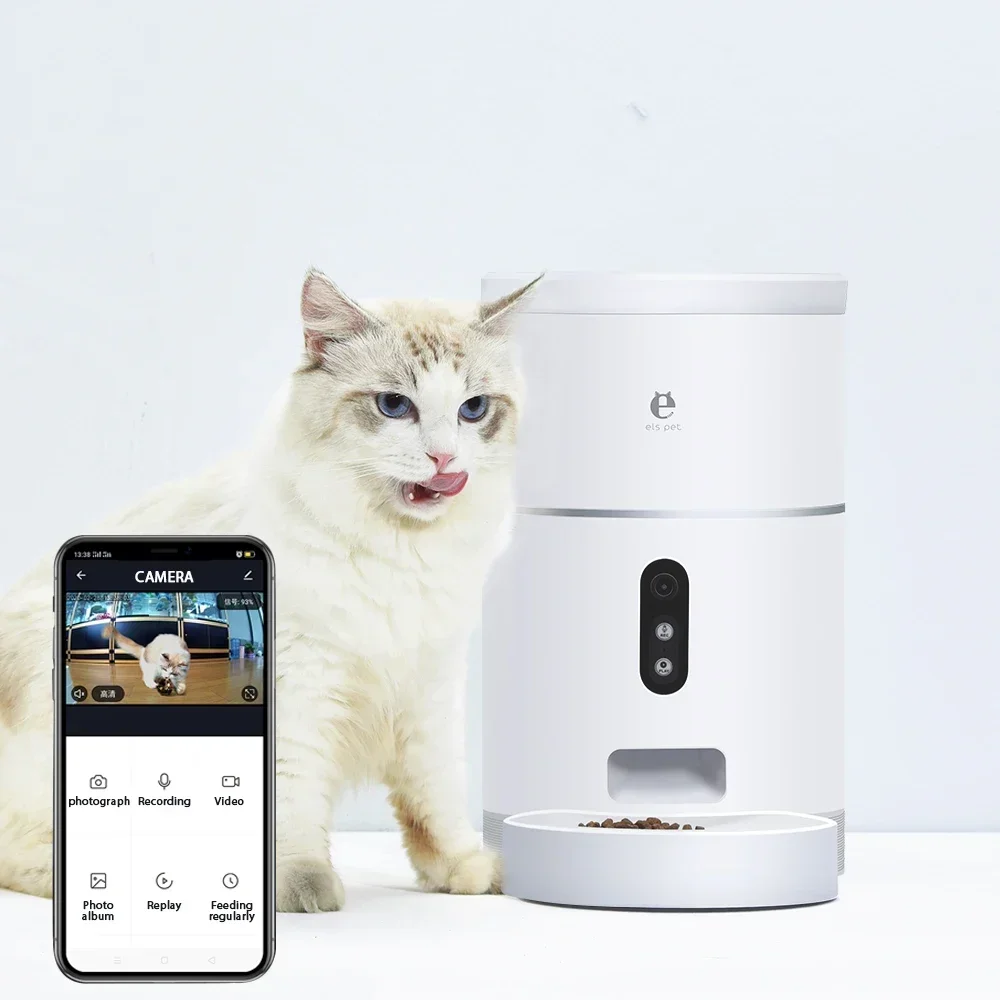 20252022 Hot Sale 135oz 4L Timed Pet Food Dispenser APP Control Voice Recorder WiFi Enabled Automatic Cat Feeder with Camera