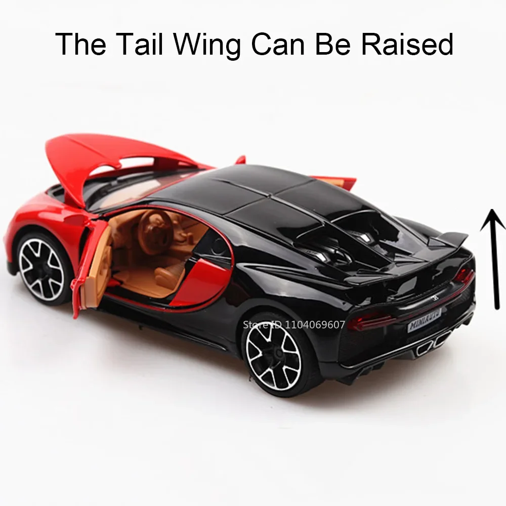 1:32 Chiron Sportwagen Modell Spielzeug Legierung Diecast Supercar Zurückziehen Türen Geöffnet Sound Licht Rennfahrzeug Modelle für Kinder Geschenke