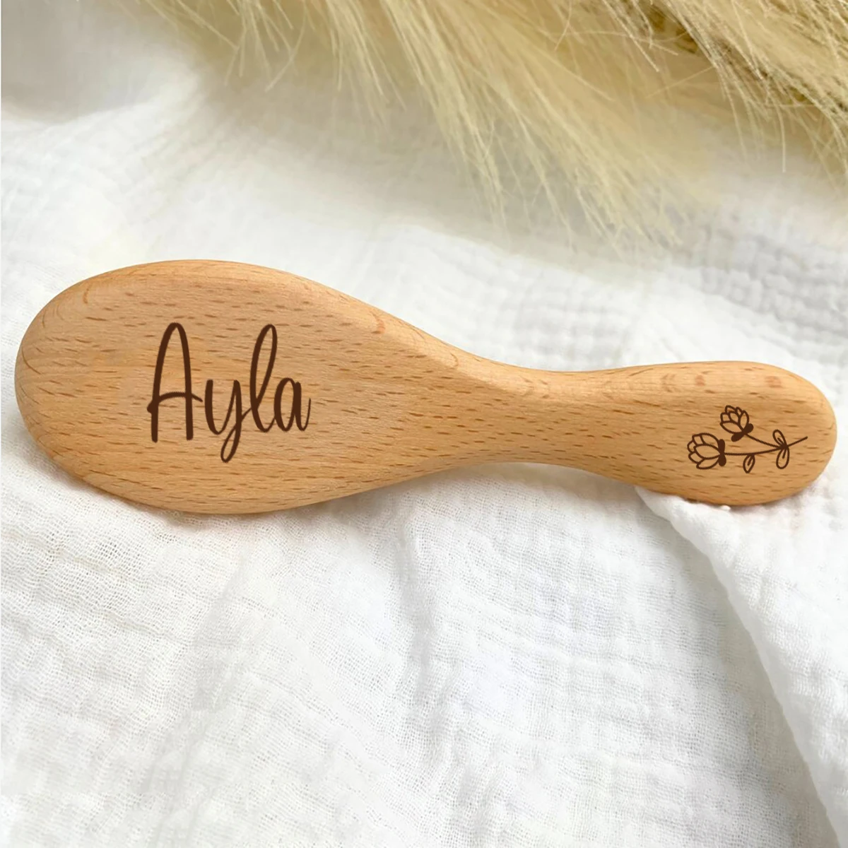 1 Stück personalisierte Haarbürste mit Namen, lasergraviert, kleine Holzbürste mit Bärenmotiv, Souvenir-Geschenk, Babyparty-Geschenk, personalisiert – Detail 5