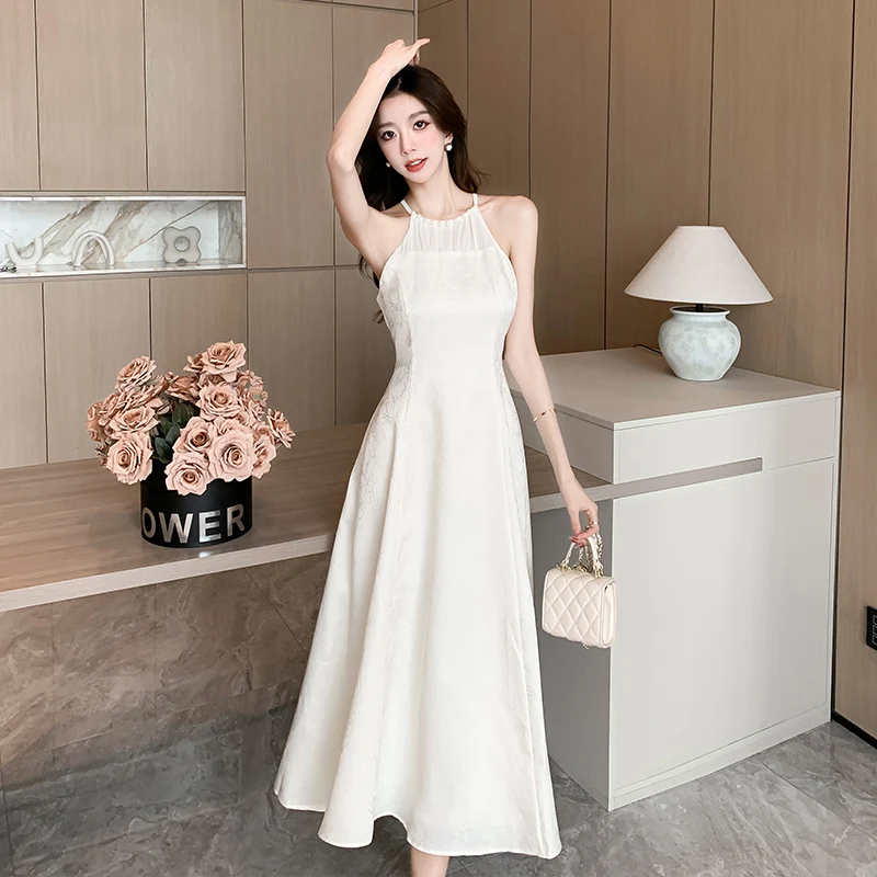 Summer Elegant Lady Fashion Two Piece Dress Sets New Women Short Cardigan Top + A Line Sexy Off Shoulder Mid-Length Dress Suits