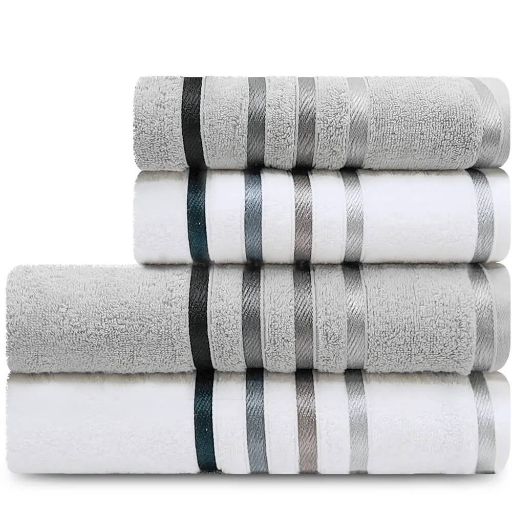 Towel Set 4 Pieces Giant Bathtub + Face 100 Cotton Combed Yarn Lumina Karsten