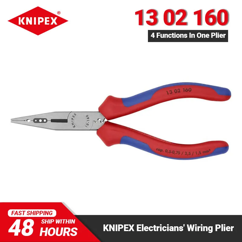 KNIPEX 13 02 160 Electricians\' Wiring Pliers 6-inch Versatile High Quality Material Tool for Gripping Bending Cutting Crimping