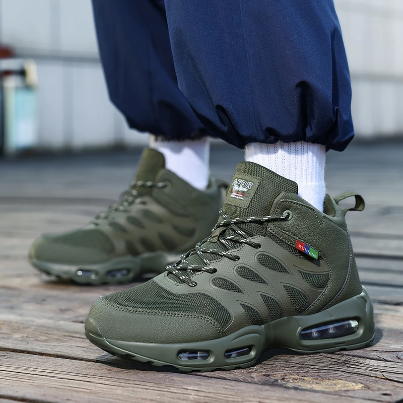 

Новая студенческая модная амортизирующая повседневная обувь, мужская спортивная обувь большого размера с высоким берцем и воздушной подушкой, модная