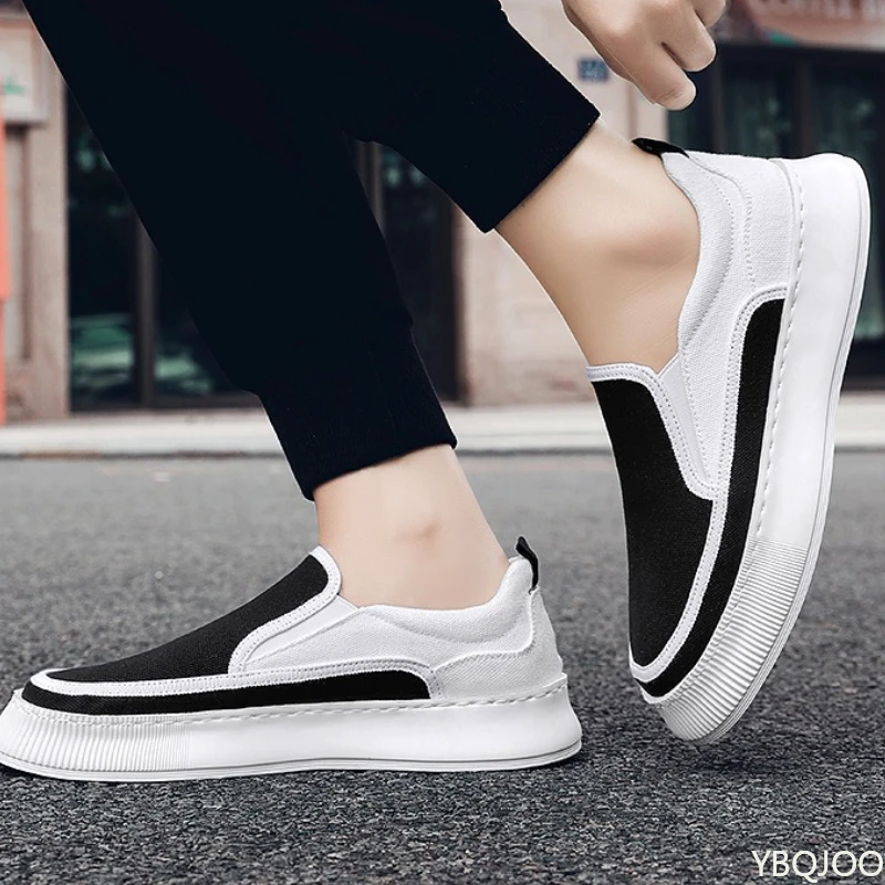 

Spring and Autumn Fashionable Breathable Casual Anti Slip Work Men's Shoes Black Flat Bottomed One Foot Sports Men's Board Shoes