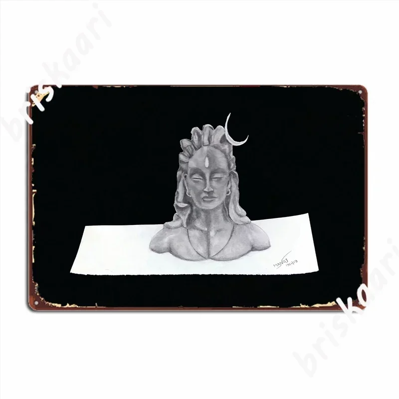 Letrero Metálico de Adhiyogi, Dios Hindú, Decoración de Pared para Club, Bar, Diseño de Pared, Letrero de Hojalata para Cueva, Póster