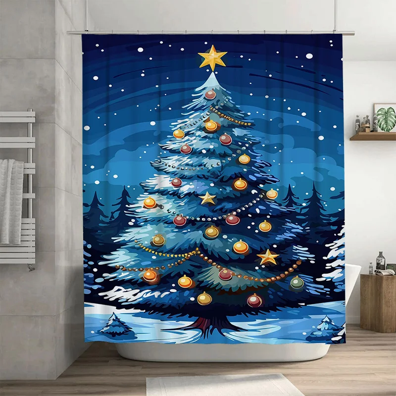 

Туну, праздничные рождественские лесные деревья, занавеска для душа, милый праздничный декор для ванной комнаты, праздничные лесные вибрации, уютный тематический фон с природой