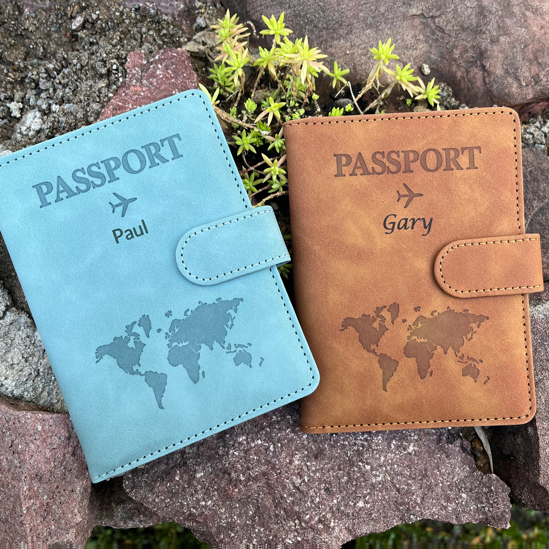 Customizable Passport Covers and Wallets Customized Name ID Bank Card PU Leather Passport Pouch Travel Accessories