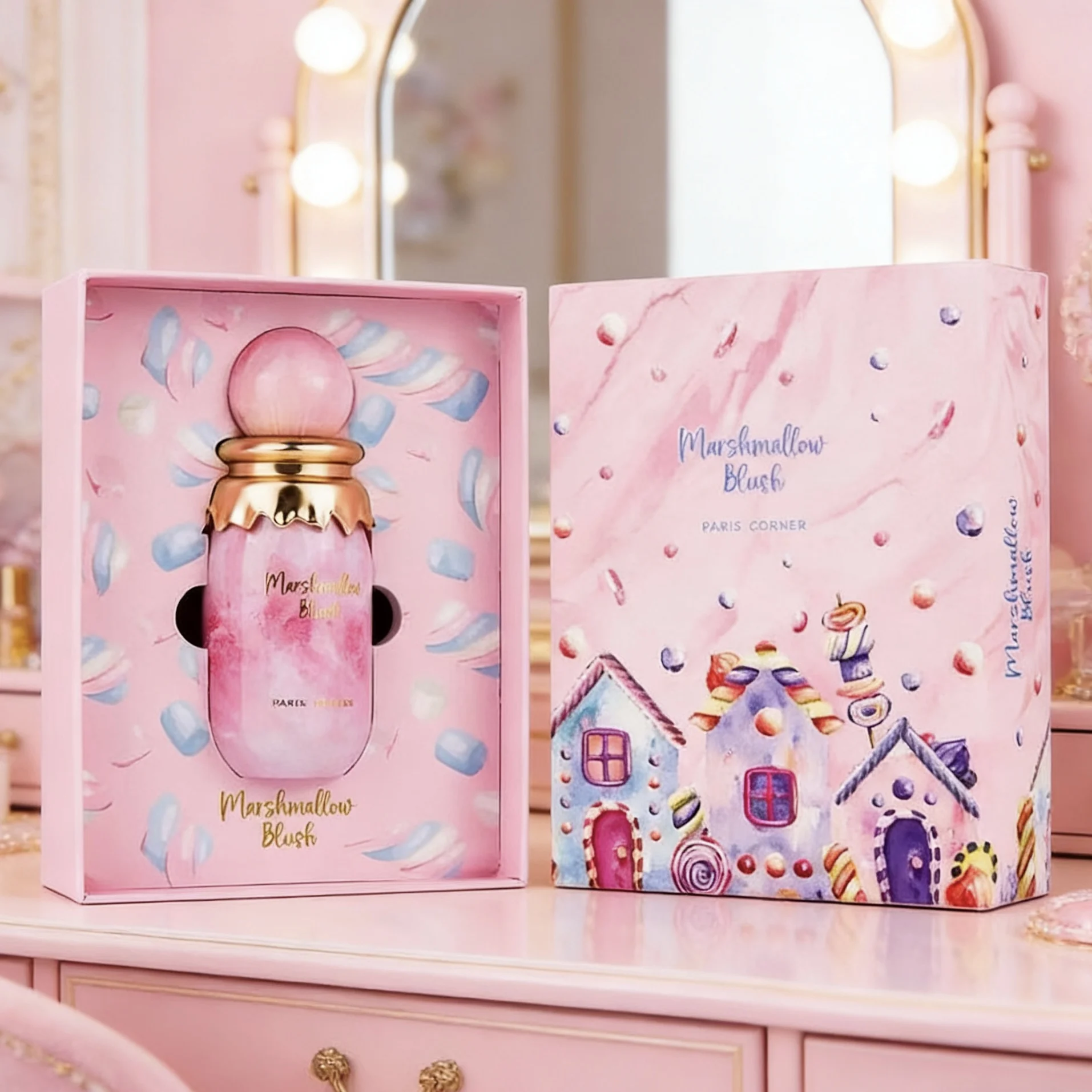 

Paris Corner Marshmallow Blush EDP Gourmand Marshmallow Strawberry Perfume Women Long-Lasting Sweet Scent Fragrance 3.4 Fl Oz