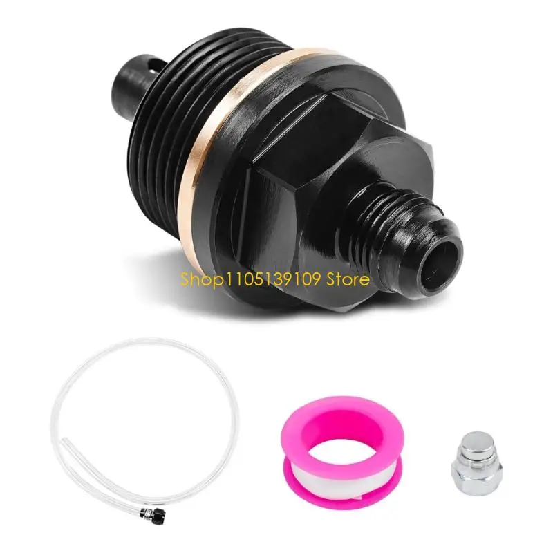 P5ED Shop Maintenance Oil Service Fitting Set, Threaded Oil Pan Connection Tool with Hose, Metal Cap, Seal Tape and Center Grip