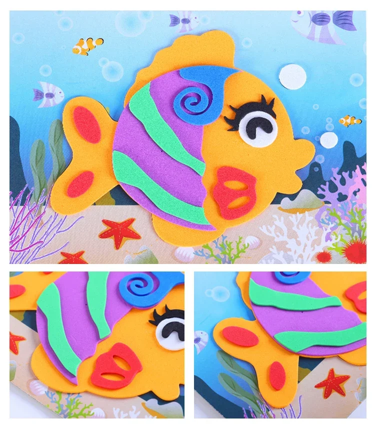 5 stks/set Cartoon Dier 3D EVA Foam Sticker Puzzel Kleuterschool Kinderen DIY Handgemaakte Materiaal Kit Brain Game Onderwijs Speelgoed