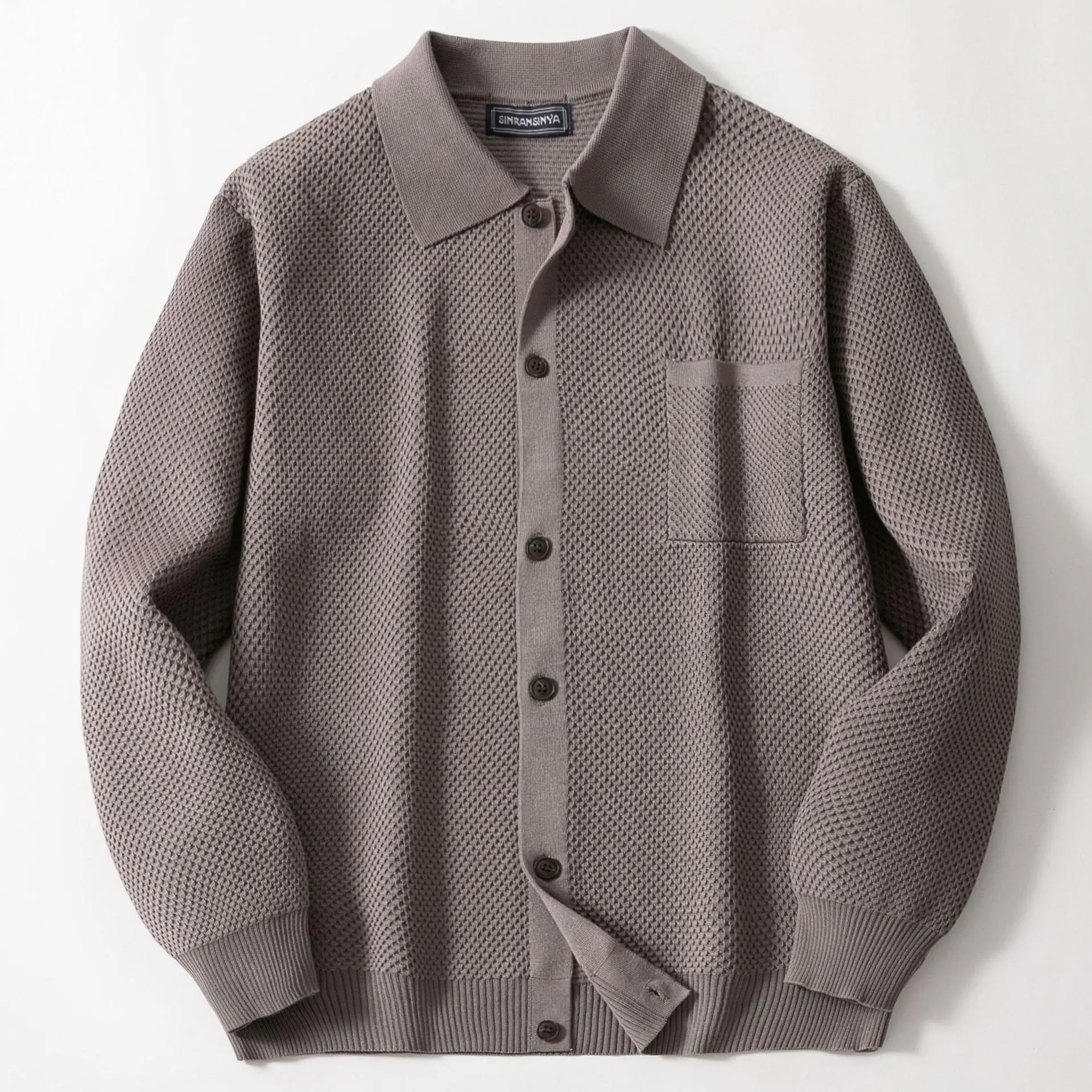 

Мужской вязаный кардиган с воротником, однорядный, осенне-зимний, новый, молодежный, повседневный, модный, SY025