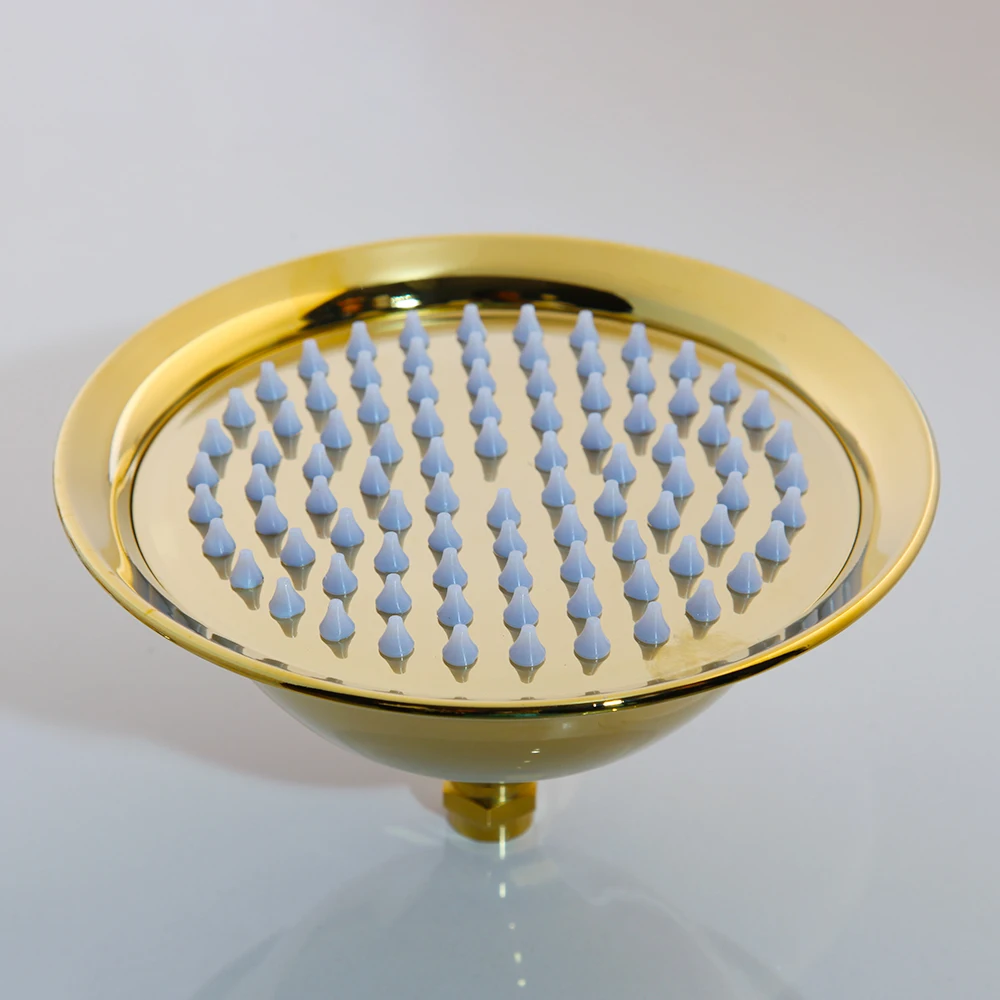 Luxury Gold Shower Head 8 Inch Round Rainfall Shower Head Bathroom Shower Head Spary Shower Arm