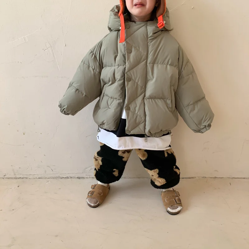 Children's White Duck Down Jacket 2022 Winter New Style Boys And Girls Korean Version Solid Color Down Jacket Baby Bread Jacket