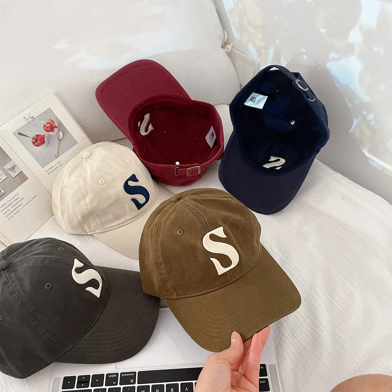 Korean Version Boy Girl Baseball Caps New Three-Dimensional Embroidery Letter S children\'s Hip Hop Cap Outdoor Kids Visors Hat