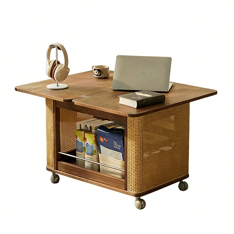 Sofa side table foldable coffee table small apartment living room side cabinet retractable dining table household trolley