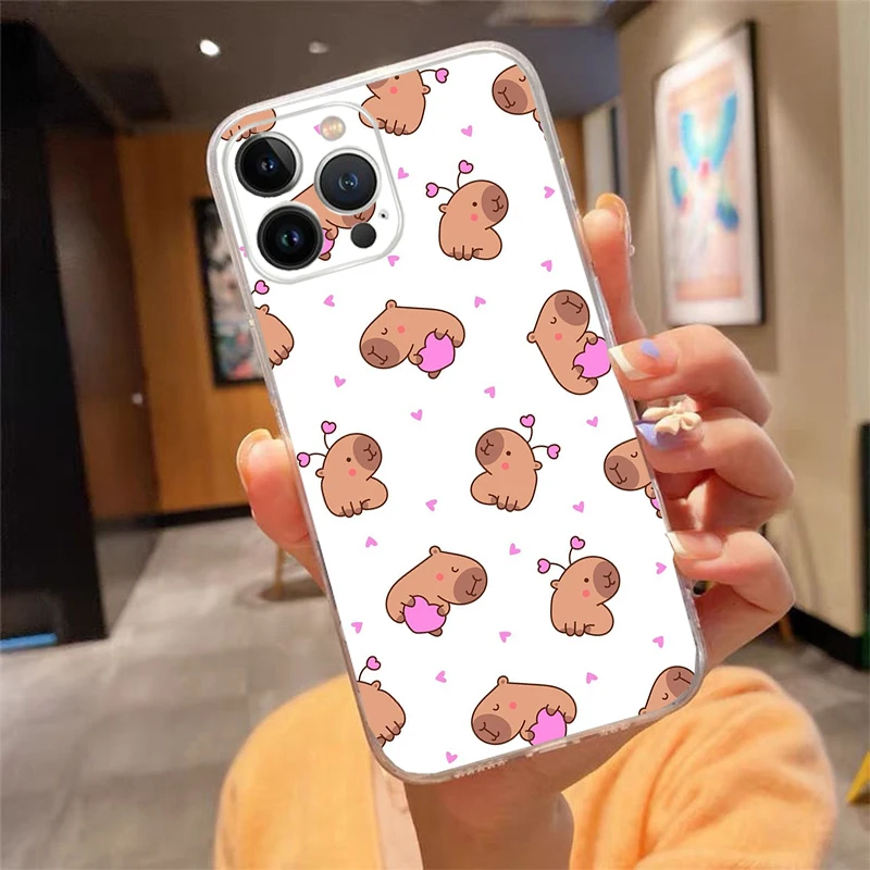 

Cute Capybara cartoon Phone Case Carcasa Funda For iPhone 17 Pro Max Air 16 15 14 13 Pro Max 15 16 Pro 15Plus 16E Case