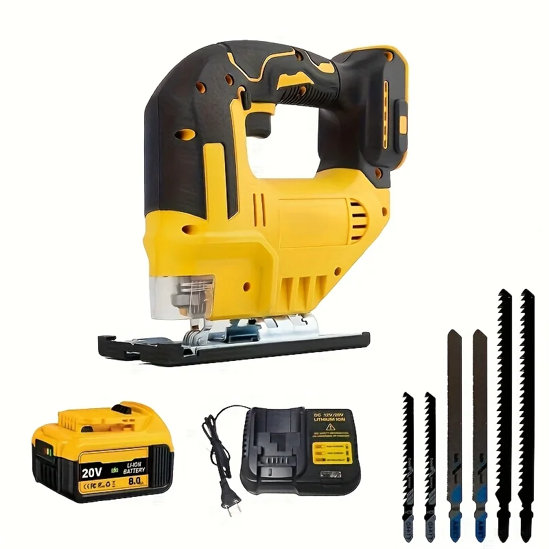 

Brushless Jig Saw Compatible with Dewalt 20V Max Battery with Battery, Charger, Cordless Jigsaw for Straight/Curve/Bevel/Circle Cutting, 0°- 45° Bevel Cuts, Perfect Gift for Men & Fathers, Construction Work, Sleek Tool Design, Durable Construction