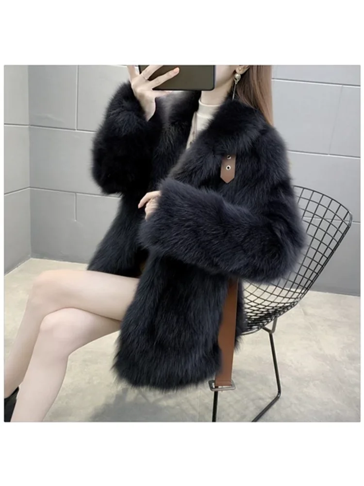 Cappotto francese elegante e sexy in pelliccia sintetica, semplice, confortevole, squisito, tinta unita, delicato, morbido, per feste, pendolari, data, cintura, giacca con risvolto