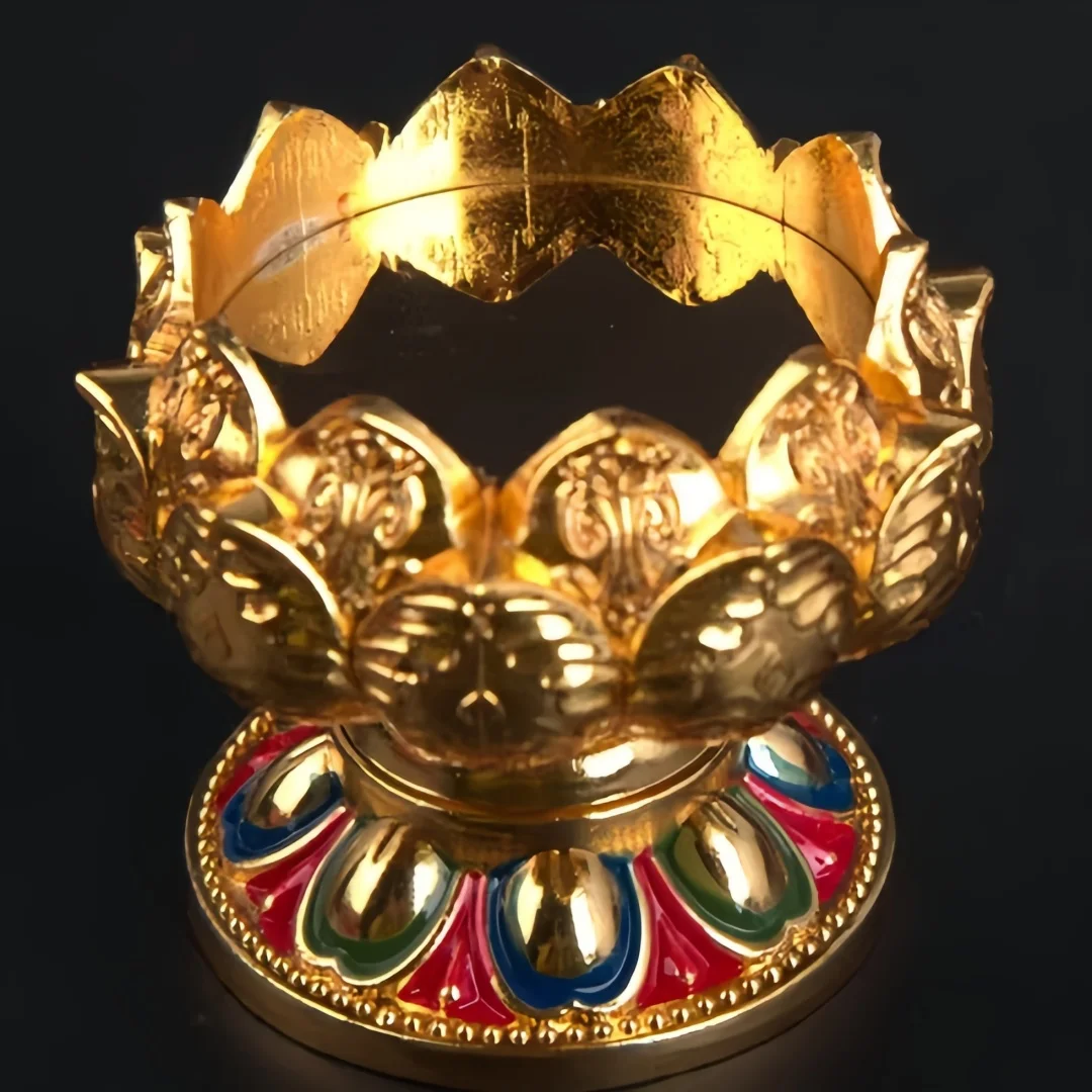 Metal ghee lamp holder Lotus household Buddhist temple ever-burning lamp dedicated lamp holder seven-star lamp short candlestick