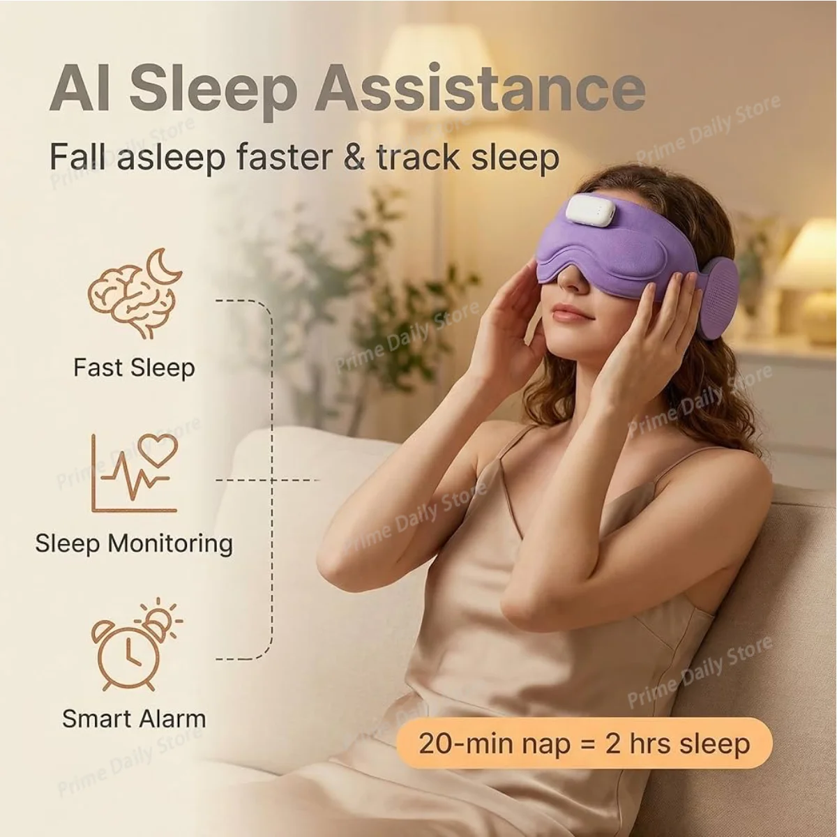 Smart 3D‑Breathable Sleep‑Mask Headphones, Wireless Bluetooth Unit with APP‑AI Sleep‑Monitoring for Home‑Office Music Playback