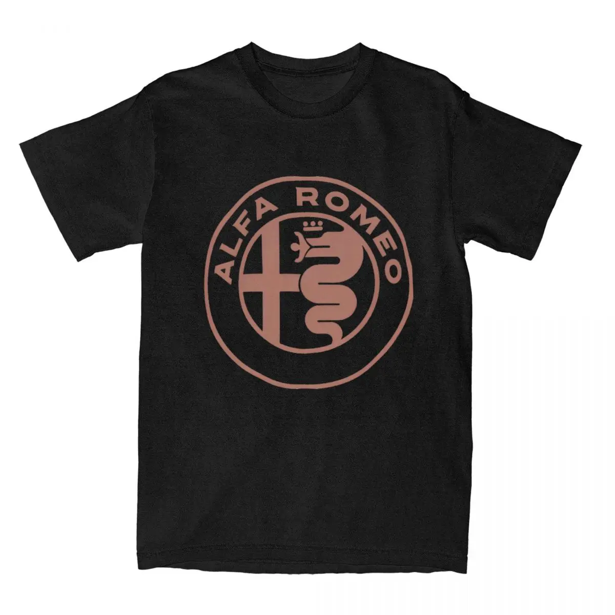 A-Alfas-Romeoed Brown Logo T Shirt Summer Italian Car Y2K Funny T Shirts Cotton Tee Shirt For Man Short Sleeves Casual Tees