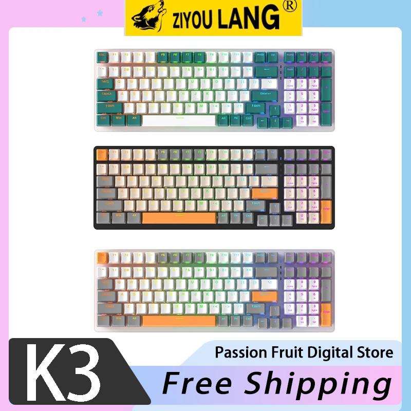 

ZIYOULANG K3 Mechanical Keyboard Full-key Conflict-free Ergonomic RGB E-sports Gaming eyboard PC Gamer Accessories Man Gifts