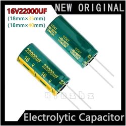 Capacitor eletrolítico, 16V, 22000UF, alta freqüência, especificação durável, novo, original, 18mm × 35mm