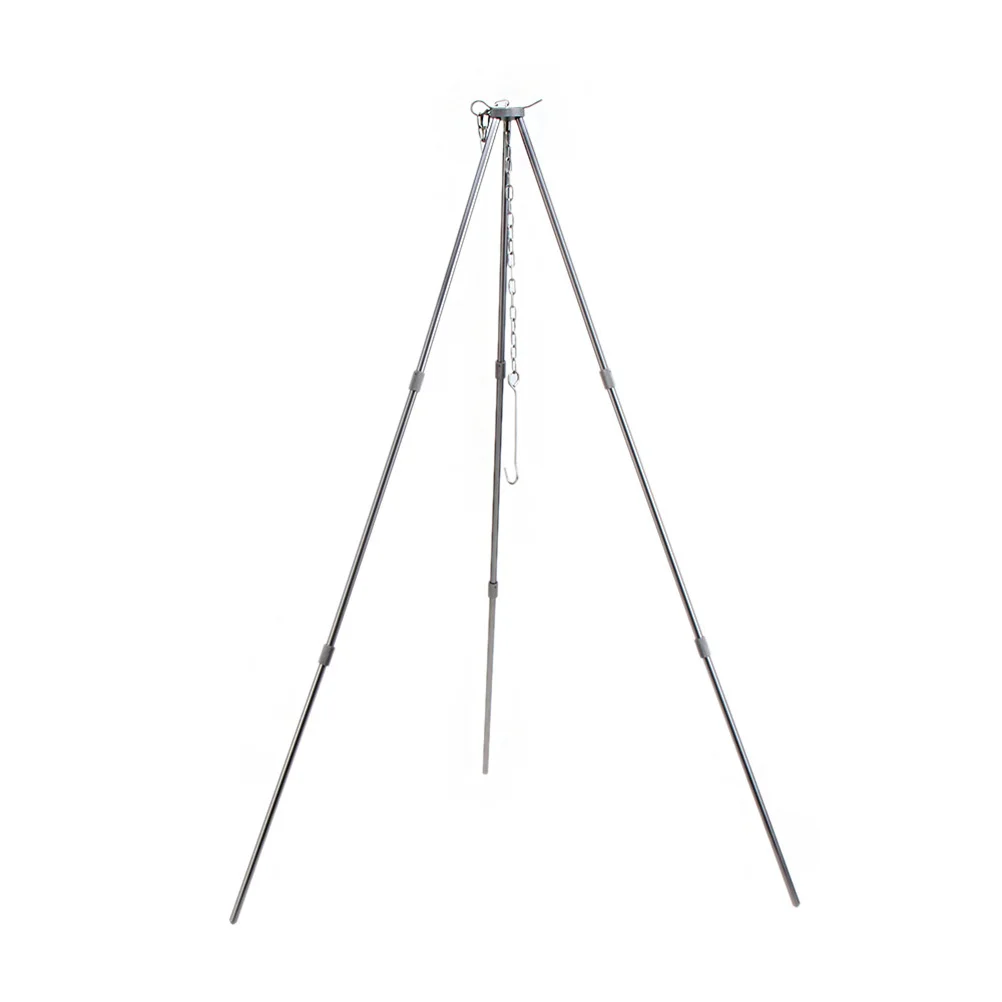 

Outdoor Camping Tripod Stand Stainless Steel Adjustable Hanging Pot Rack For Campfire Bonfire Picnic Family Camping Use
