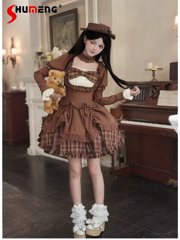 

Original French Elegant Retro Cla Princess Tea Party Dress Autumn New Girls Women Sweet Slim Fit Lolita Long Sleeve Dress Op