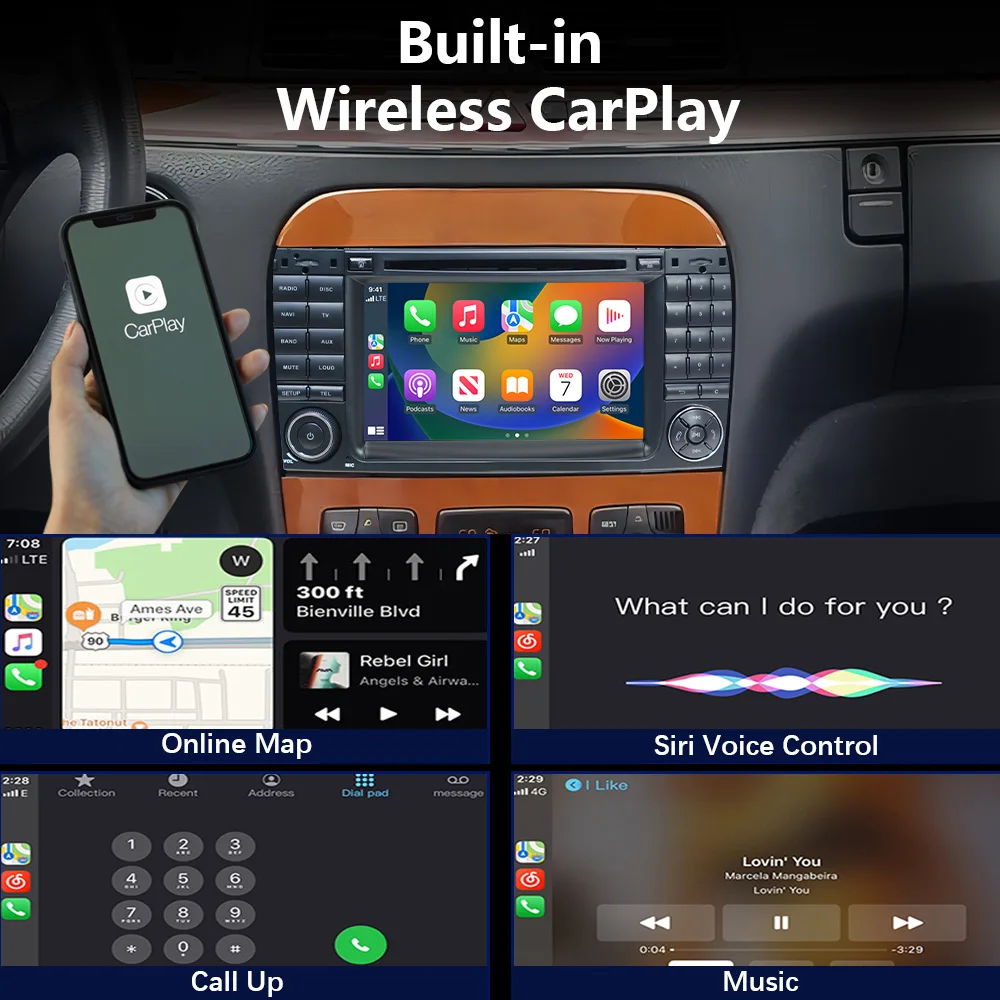 CHSTEK Car Radio Android 13 Carplay For Mercedes Benz S/CL Class W220 W215 S320 S430 Multimedia Bluetooth Navigation WIFI 4G GPS