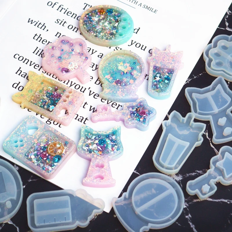 DIY Cat Claw Pendant Resin Crystal Silicone Mold Quicksand Beverage Cup Pendant Keychain Pendant Epoxy Mold Jewelry Handmade