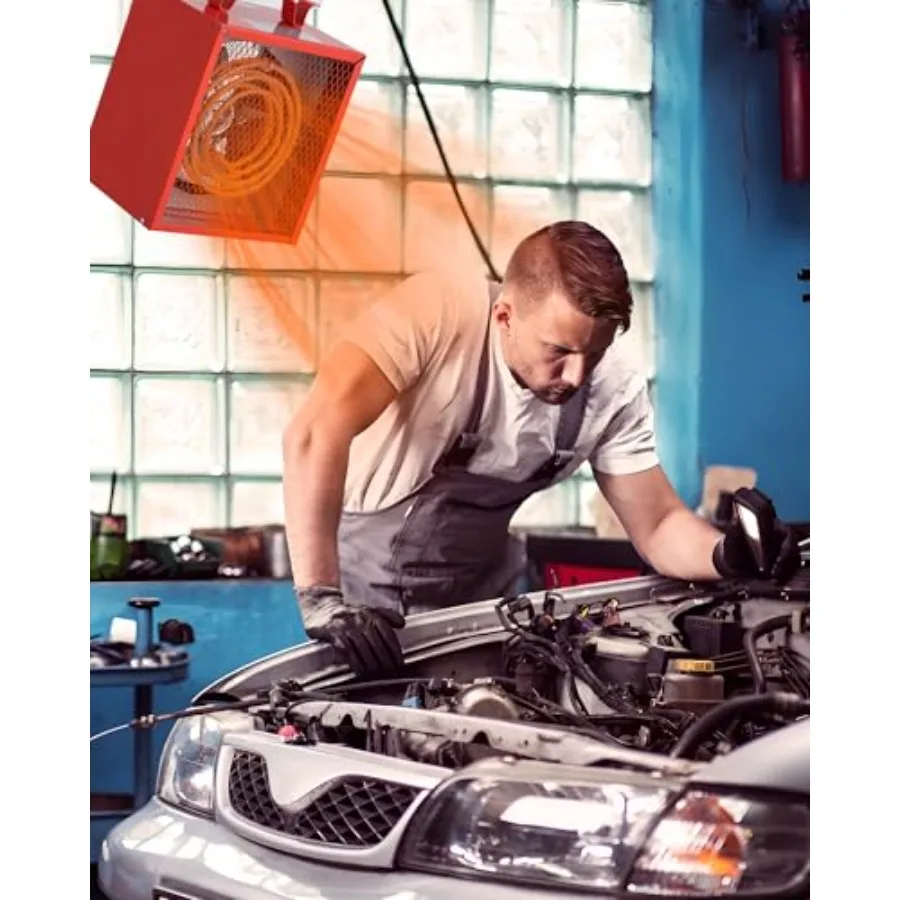 سخان صناعي بقوة 240 فولت، 4800 وات، سخان مساحة لورشة العمل مع التحكم في الحرارة، مقبض حمل للحماية من الحرارة الزائدة #2